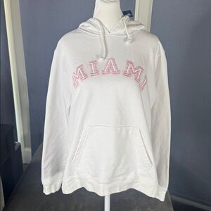 Women’s White Embroidered MIAMI College Hoodie Size L NEW